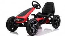 Kinderauto GO Kart cu pedale de la Mercedes, roti cauciuc solid, scaun reglabil, centura de siguranta Rosu