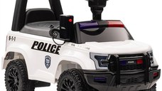 Masinuta electrica de politie Kinderauto Police 30W 6V cu megafon si music player, bluetooth, culoare Alb