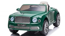 Masinuta electrica pentru copii Bentley Mulsanne 90W cu roti moi si scaun tapitat, verde