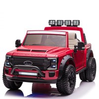 Masinuta electrica pentru copii Ford Super Duty F450, 4x4, 180W putere, cu roti moi, scaun tapitat, iluminat ambiental, Rosu - 1