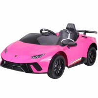 Masinuta electrica pentru copii, Lamborghini Huracan, telecomanda inclusa, 4x4, 120W, 12V, culoare roz - 1