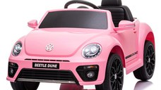 Masinuta electrica VW Beetle Dune 60W, 12V, bluetooth, amortizoare, roz