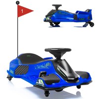 Masinuta-Kart electric, Rider Drift 360, 180W, 24V, cu CASCA si Genuchiere, albastra - 1