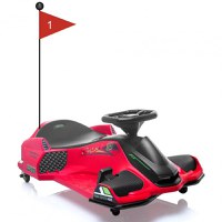 Masinuta-Kart electric, Rider Drift 360, 180W, 24V, cu CASCA si Genuchiere cadou, rosie - 1