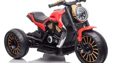 Motocicleta copii electrica, cu 3 roti, Kinderauto SuperMoto, 70W 12V, bluetooth, scaun tapitat, rosie