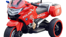 Motocicleta cu 3 roti, Kinderauto POLICE BJML5188 60W, 6V cu scaun tapitat, culoare rosu