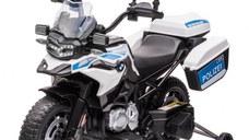 Motocicleta electrica de politie pentru copii, BMW F850 GS, 90W, 12V cu roti MOI Polizei