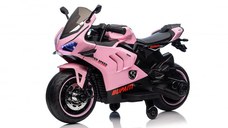 Motocicleta electrica pentru fetite, Kinderauto BDQ888 70W 12V cu roti moi, Bluetooth, culoare Roz