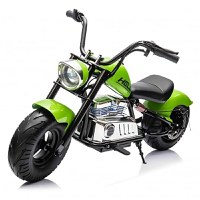 Motocicleta pentru copii Kinderauto Old School 300W 24V, cu roti moi, scaun tapitat, verde - 1