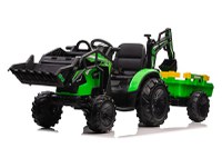 Tractor electric cu remorca pentru copii Kinderauto 720-T, 90W, cupa si incarcator incluse, 12V, echipare premium, verde - 1