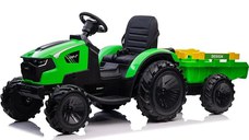 Tractoras electric Kinderauto 720-T 90W 12V 10 Ah cu remorca, PREMIUM culoare Verde