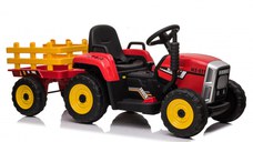 Tractoras electric Kinderauto BJ-611 60W 12V cu remorca si telecomanda Rosu