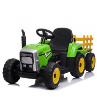 Tractoras electric Kinderauto BJ-611 60W 12V cu remorca si telecomanda Verde - 1