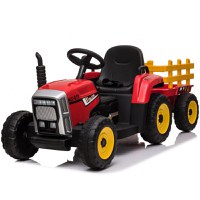 Tractoras electric Kinderauto BJ-611, 70W, 12V PREMIUM cu remorca si telecomanda Rosu - 1