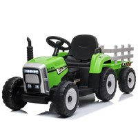 Tractoras electric Kinderauto BJ-611, 70W, 12V PREMIUM cu remorca si telecomanda Verde - 1