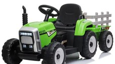 Tractoras electric Kinderauto BJ-611, 70W, 12V PREMIUM cu remorca si telecomanda Verde