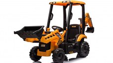 Tractoras electric pentru copii JCB 70W 12V cu incarcator si cupa manuala, culoare Galbena