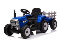 Tractoras electric pentru copii, Kinderauto BJ-611, 60W 12V, cu remorca si telecomanda, albastru - 1