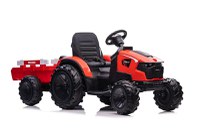 Tractoras electric + remorca Kinderauto 720-T 90W 12V cu roti moi, culoare Rosie - 1