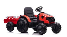 Tractoras electric + remorca Kinderauto 720-T 90W 12V cu roti moi, culoare Rosie