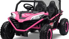 UTV electric pentru 2 copii Kinderauto Dune-Buggy 300W 24V, cu roti MOI, culoare Rose