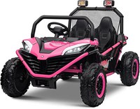 UTV electric pentru 2 copii Kinderauto Dune-Buggy 300W 24V, cu roti MOI, culoare Rose - 1