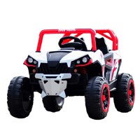 UTV electric pentru copii, Kinderauto RSR 4x4 120W 12V 7Ah, cu roti moi, rosu cu alb - 1