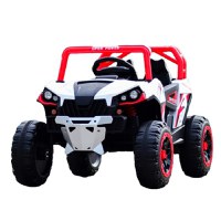 UTV electric pentru copii, Kinderauto RSR 4x4 120W 12V, cu roti moi si scaun tapitat, rosu cu alb - 1