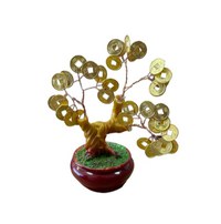 Copacel Feng Shui cu monede chinezesti - 14cm - Auriu - 2