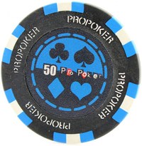 Jeton Pro Poker - Clay - 14g - Culoare Albastru , inscriptionat (50) - 1