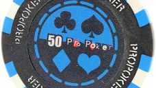 Jeton Pro Poker - Clay - 14g - Culoare Albastru , inscriptionat (50)