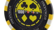 Jeton Pro Poker - Clay - 14g - Culoare Galben, inscriptionat (1000)