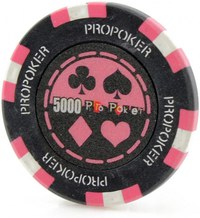 Jeton Pro Poker - Clay - 14g - Culoare Roz, inscriptionat (5000) - 1