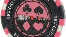 Jeton Pro Poker - Clay - 14g - Culoare Roz, inscriptionat (5000)