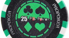 Jeton Pro Poker - Clay - 14g - Culoare Verde, inscriptionat (25)