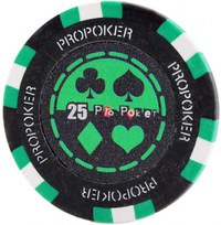 Jeton Pro Poker - Clay - 14g - Culoare Verde, inscriptionat (25) - 1