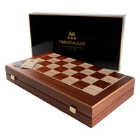 Set joc table backgammon cu tabla de sah la exterior, lemn de mahon inlaid (Fara piese de sah) - 1