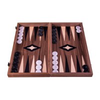 Set joc table backgammon cu tabla de sah la exterior, lemn de nuc si stejar inlaid , 47,5 x 50 cm -Fara piese de Sah - 1