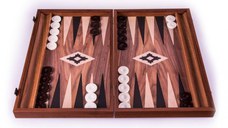 Set joc table backgammon lemn cu aspect de nuc , 47 x 50 cm