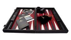 Set joc table backgammon piele model Burgundy Red 48 X 60 CM