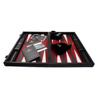 Set joc table backgammon piele model Burgundy Red 48 X 60 CM - 1