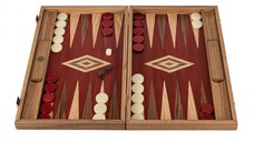 Set joc table backgammon Stejar Rosu cu insertii nuc