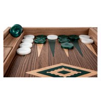 Set joc table backgammon Walnut cu insertii verzi - 1