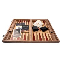 Set joc table backgammon Walnut si Stejar cu insertii rosii - 1