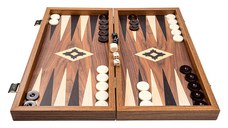 Set joc table backgammon Walnut with Black Oak points 38 x 38 cm