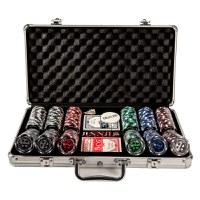 Set poker cu 300 chips-uri clay 14g model PRO POKER si servieta din aluminiu - 1