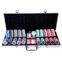 Set poker cu 500 chips-uri ABS 11,5g model ULTIMATE si servieta din aluminiu - 1