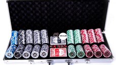 Set poker cu 500 chips-uri ABS 11,5g model ULTIMATE si servieta din aluminiu