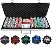 Set poker cu 500 chips-uri clay 14g model PRO POKER si servieta din aluminiu - 1