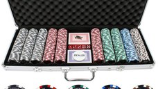 Set poker cu 500 chips-uri clay 14g model PRO POKER si servieta din aluminiu